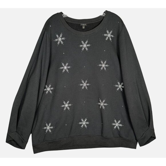 Shirts Talbots Size 2X Black Snowflake Sweatshirt Long Sleeve Holiday Winter - Picture 1 of 6